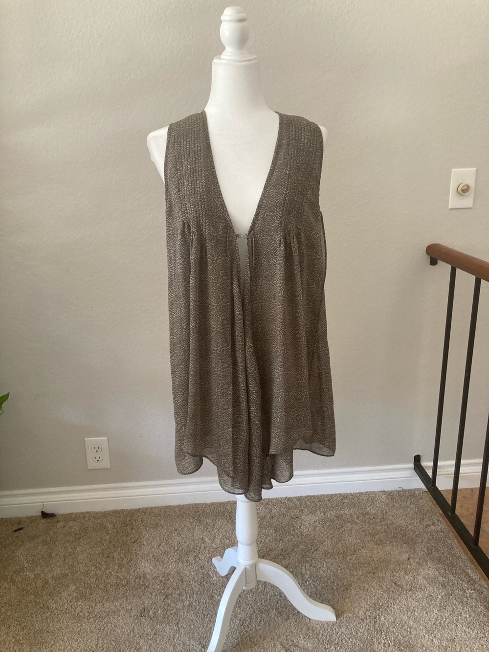 CAbi Taupe Brown Sleeveless V-Neck Tunic